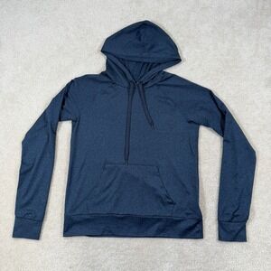 Quince FlowKnit Pullover Hoodie  Womens Small Blue Stretch Long Sleeve